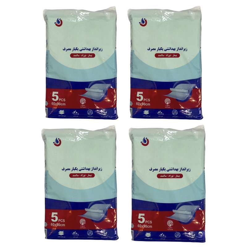زیر انداز بهداشتی یکبار مصرف بیمار مدل آنتی باکتریال مجموعه 4 عددی