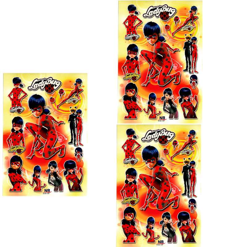 استیکر کودک طرح دختر کفشدوزکی و پسر گربه ای کد NB 117 بسته 3 عددی