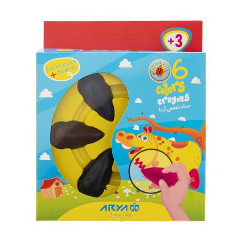 مداد شمعی 6 رنگ آریا مدل 2054