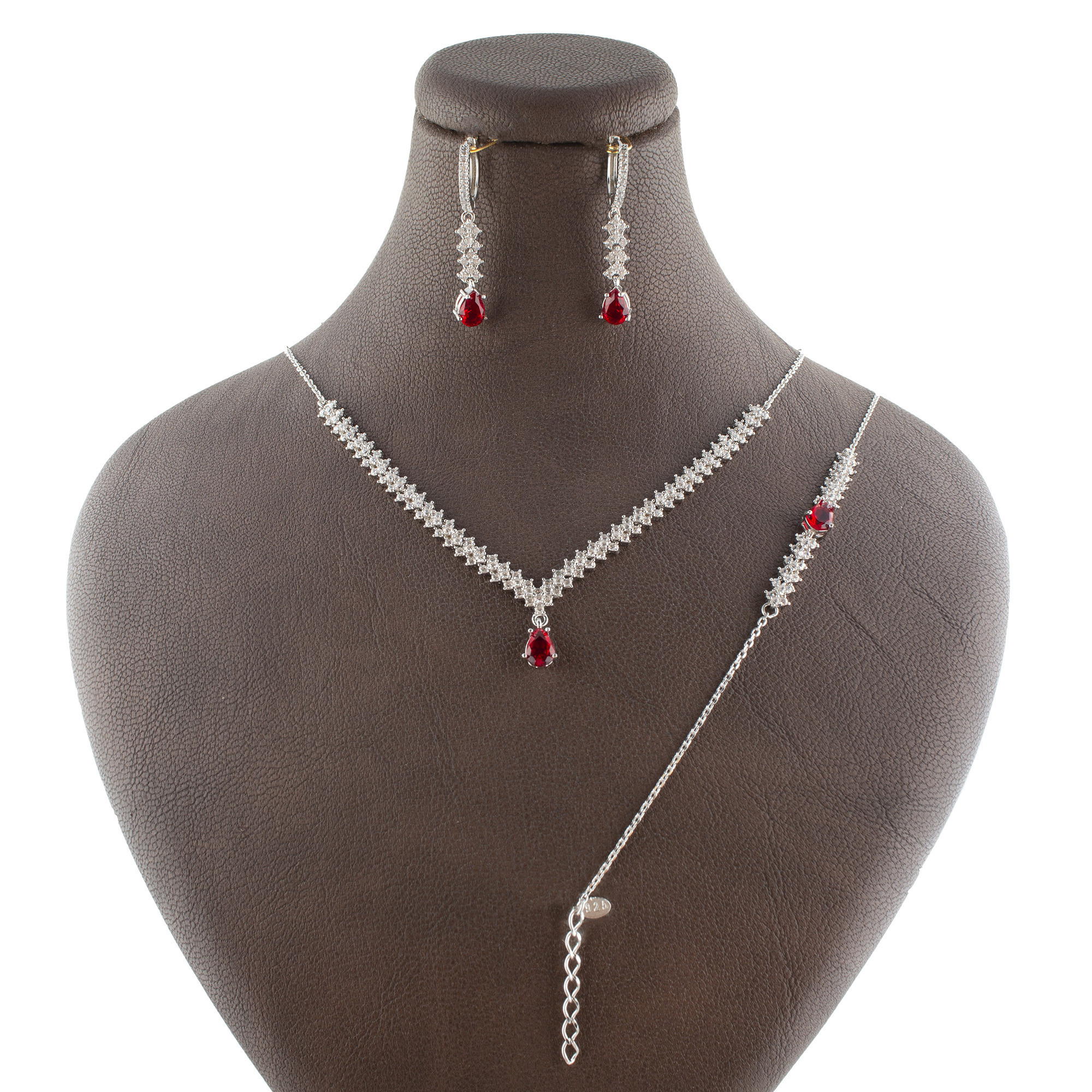 نیم ست نقره زنانه مدل یاقوت MRJ2530 نیم ست نقره زنانه مدل یاقوت MRJ2530