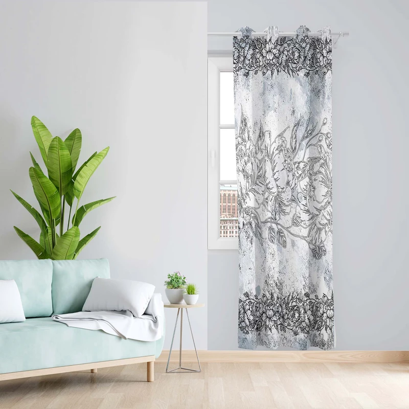 پرده طرح گل مدل مخمل پانچی کد 5191L z سایز 140x200 سانتی متر