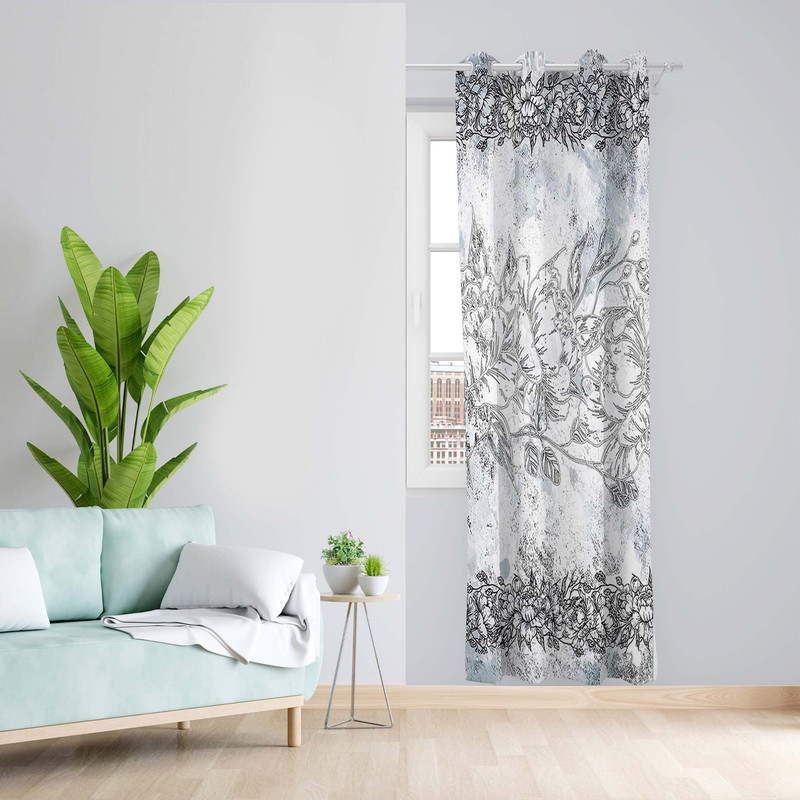 پرده طرح گل مدل مخمل پانچی کد 5191L z سایز 140x200 سانتی متر