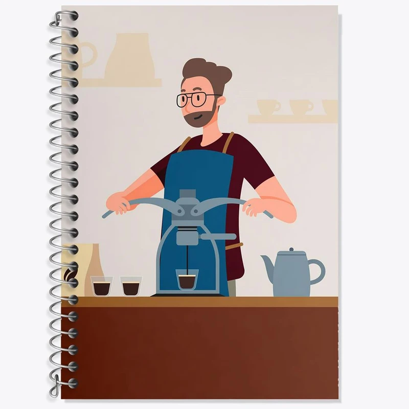 دفتر زبان 50 برگ خندالو مدل سه خط طرح باریستا کافه چی کد 28133