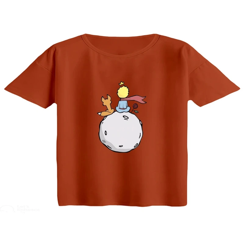 کراپ تی‌شرت آستین کوتاه زنانه مدل شازده کوچولو کد 4