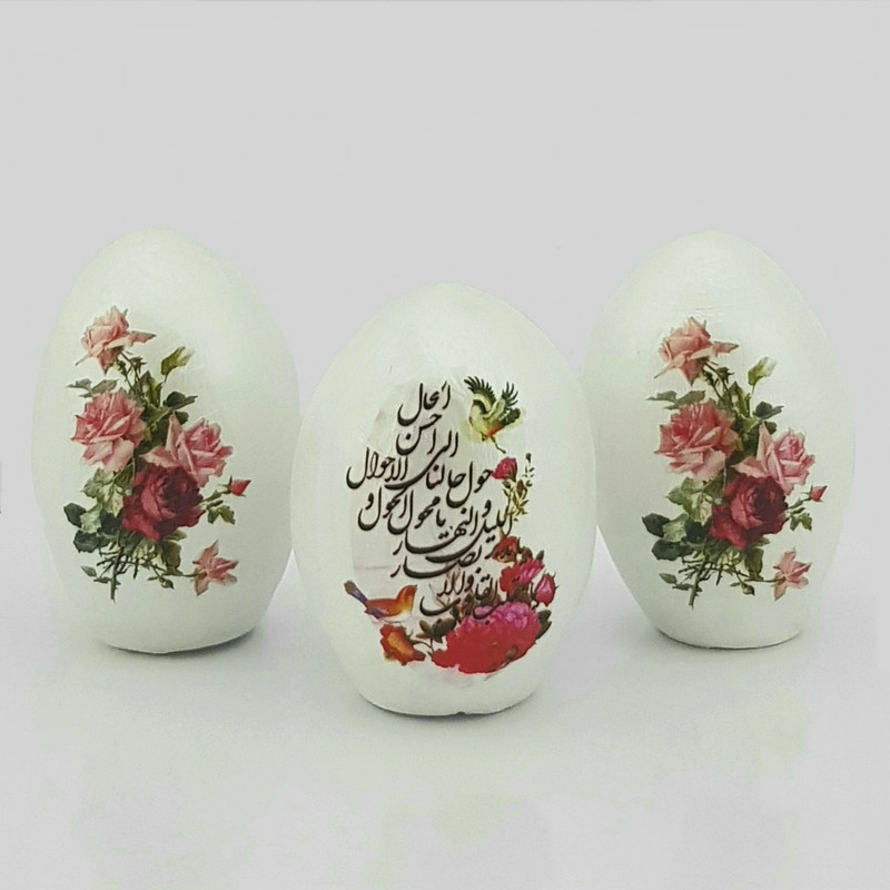 تخم مرغ تزیینی هفت سین طرح گل کد FF003 مجموعه 3 عددی تخم مرغ تزیینی هفت سین طرح گل کد FF003 مجموعه 3 عددی