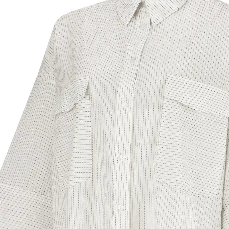 مانتو زنانه سرژه مدل 216601 دوجیب رنگ سفید