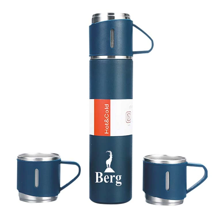فلاسک مدل 3 Berg گنجایش 0.5 لیتر به همراه لیوان سفری مجموعه 3 عددی