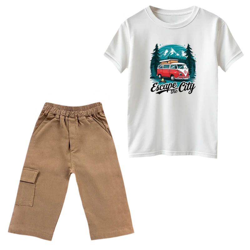 ست تی‌شرت و شلوارک پسرانه مدل کمپ