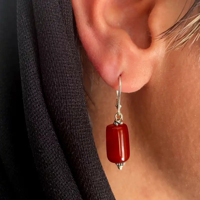 گوشواره نقره زنانه گالری ظهیرالدینی مدل AG-10 عقیق