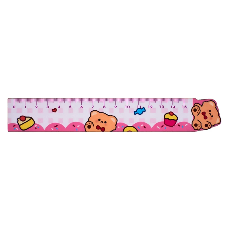 خط‌کش 15 سانتی‌متری مدل فانتزی طرح خرس و کیک