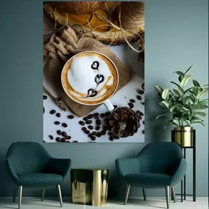 پوستر مدل بک لایت طرح  کلاسیک فنجان و دانه های قهوه کد BK1116
