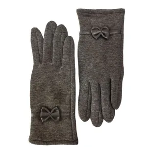 دستکش زنانه مدل پاپیونی بنددار رنگ طوسی تیره