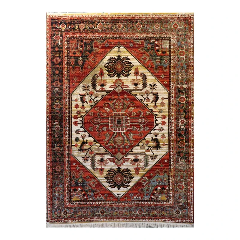 فرش ماشینی 700 شانه زمینه کرم حاشیه کرم مدل شاهکار نوین کد YN-N124-2509