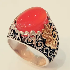 انگشتر نقره مردانه مدل سنگ عقیق یمانی کد P8700