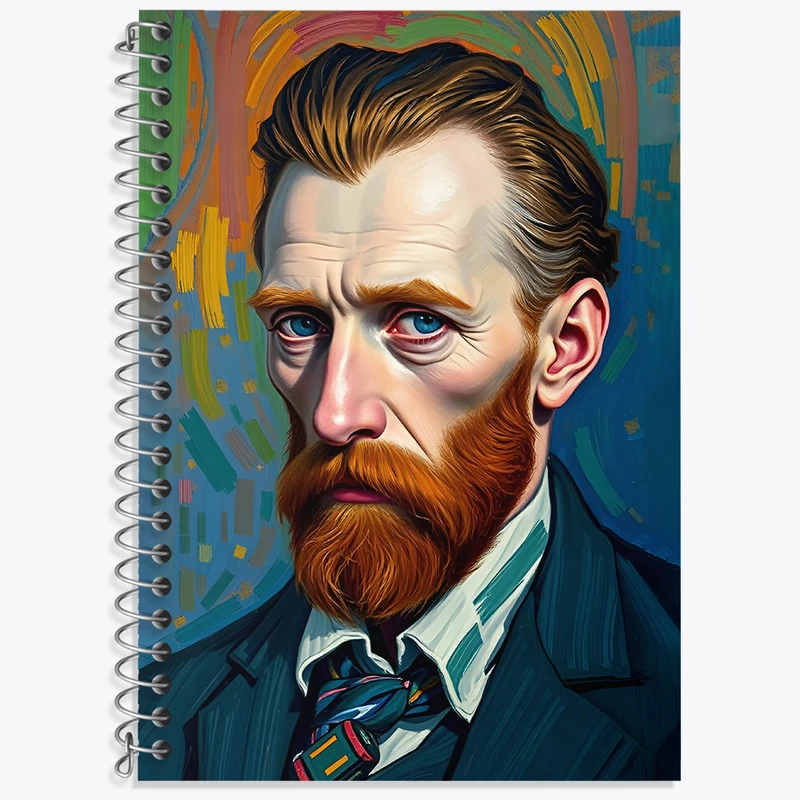 دفتر زبان 50 برگ خندالو مدل سه خط طرح ونسان ونگوگ کد N5124