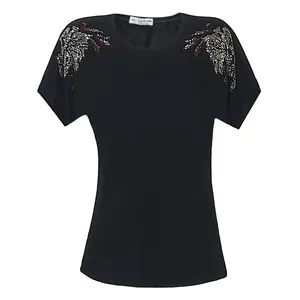 بلوز آستین کوتاه یقه گرد زنانه مدل ویسکوز مجلسی