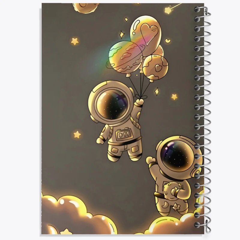 دفتر ژورنال نویسی 50 برگ خندالو مدل نقطه ای طرح فضانورد کیوت کد N4105