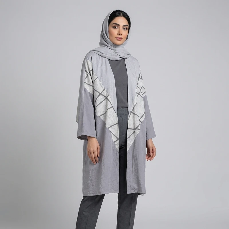 مانتو عبایی زنانه مدل ابریشم آستین سه ربع