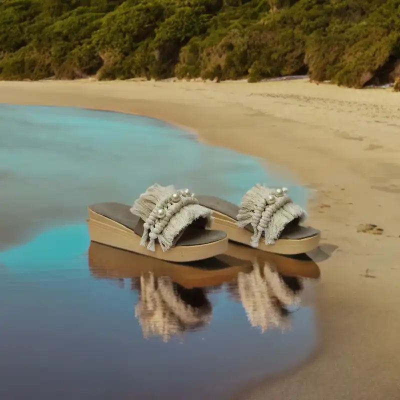 صندل زنانه مدل مکرومه 4 نگین