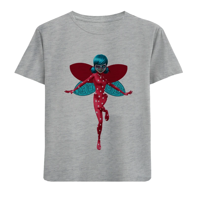 تی شرت آستین کوتاه بچگانه مدل دخترکفشدوزکی بالدار F660