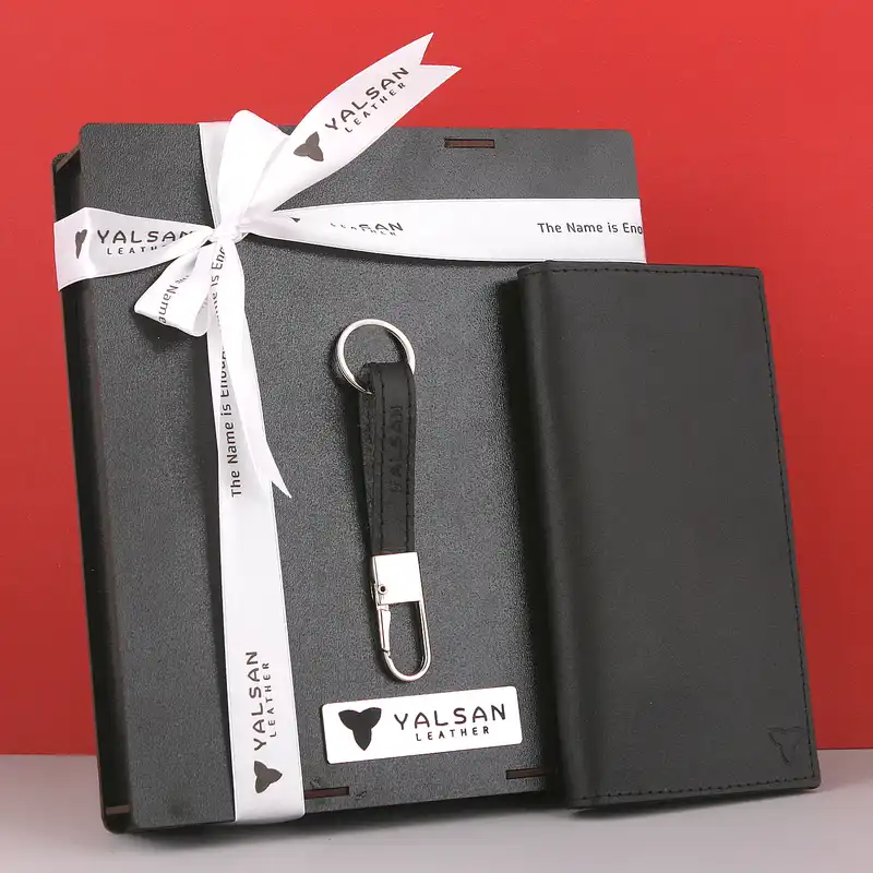 ست هدیه مردانه چرم یلسان مدل پارلا کد 3-KIYA-072-GS