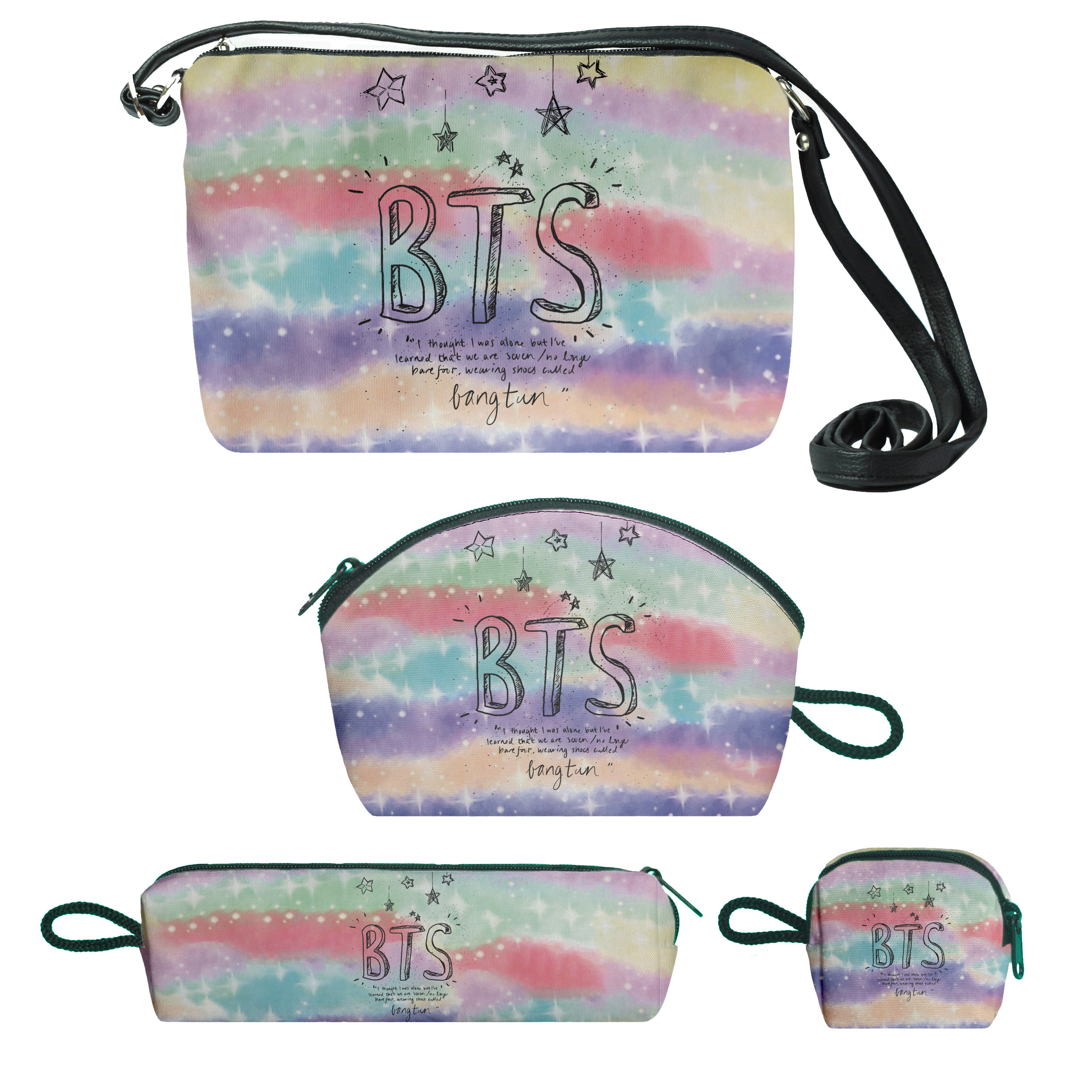 کیف دخترانه طرح bts کد bb6 مجموعه 4 عددی