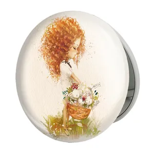 آینه جیبی خندالو طرح دخترونه مدل تاشو کد 6126 