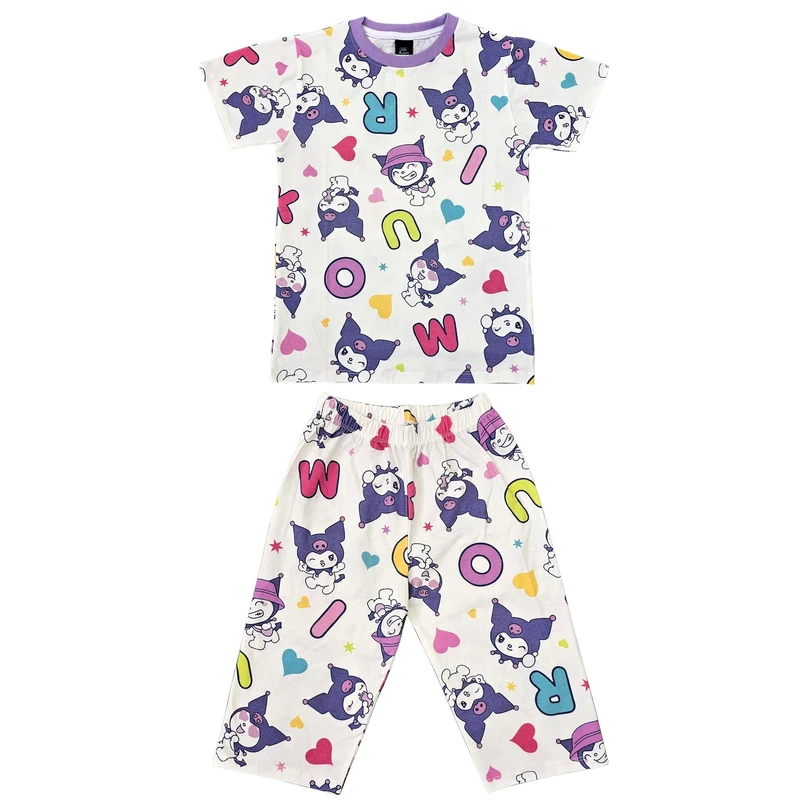 ست تی شرت و شلوارک دخترانه مدل کرومی لاتین