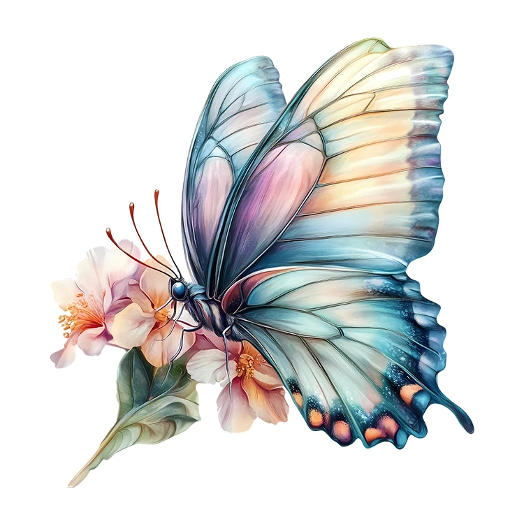 استیکر پارچه و لباس پاد آفرین مدل گل و پروانه کد S5466