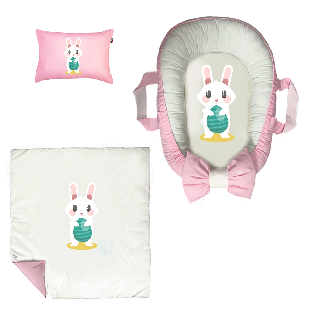 سرویس خواب سه تکه نوزاد مدل گارد محافظ دار طرح خرگوش کد 051