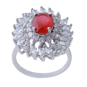  انگشتر نقره زنانه بازرگانی میلادی مدل کوارتز کد AWR_714