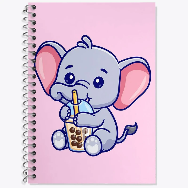 دفتر زبان 50 برگ خندالو مدل سه خط طرح فیل کوچولو کد 29485