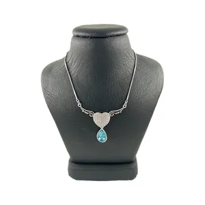 گردنبند نقره زنانه سواروسکی مدل بال و قلب طرح اشک کد 300035