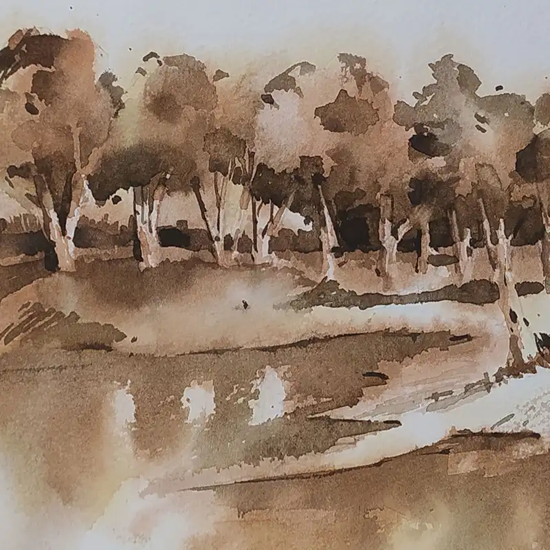 نقاشی آبرنگ طرح برکه کد 68