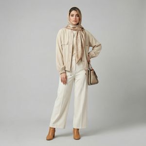 شومیز آستین بلند زنانه توریور مدل 4040054 با یقه گرد، تنخور آزاد، بسته شدن دکمه‌ای و جنس ویسکوز و پلی‌استر مناسب استفاده روزمره و مهمانی با قد روی باسن