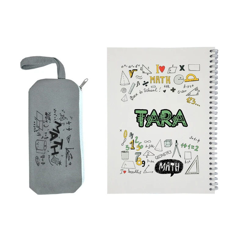 دفتر مشق 50 برگ طرح ریاضی مدل تارا به همراه جامدادی