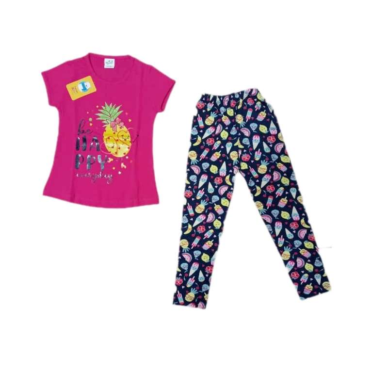 ست تی شرت و شلوار دخترانه مدل آناناس