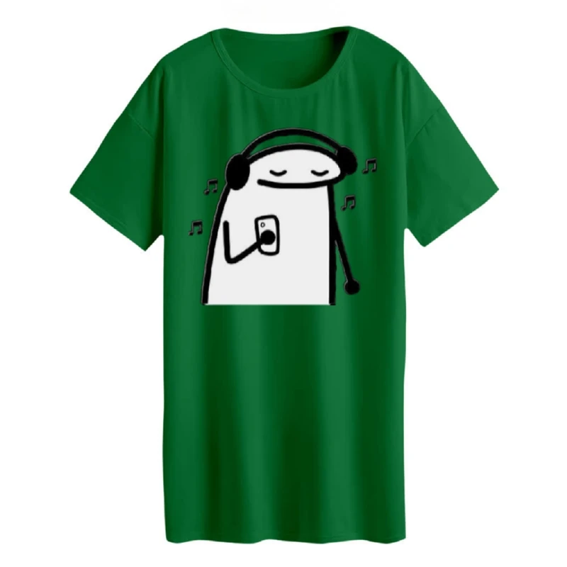 تی شرت لانگ زنانه مدل استیکر و موزیک