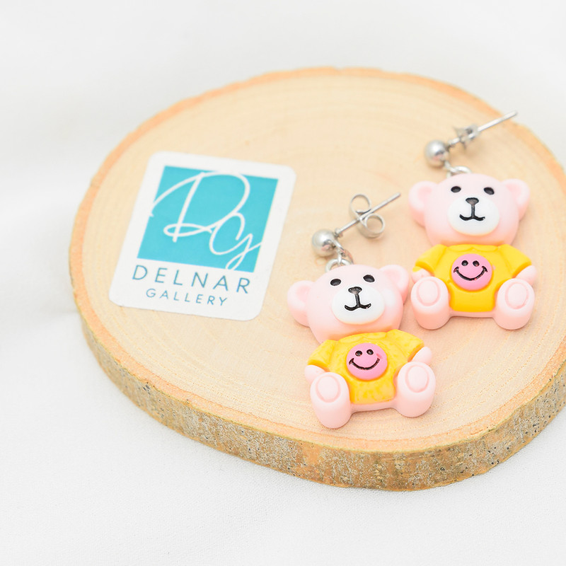 گوشواره دخترانه دلنار گالری مدل تدی و اسمایلی گوشواره دخترانه دلنار گالری مدل تدی و اسمایلی