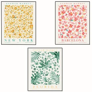 پوستر مدل مستر مجموعه گل -بارسلونا-فلوریدا-نیویورک مجموعه 3 عددی
