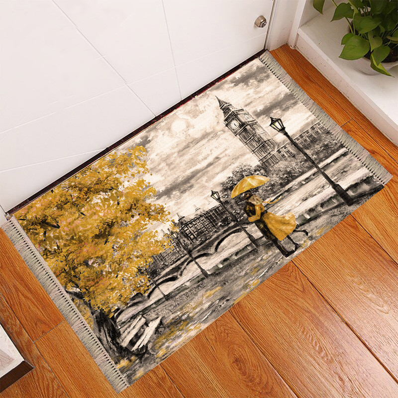 فرش پارچه ای مدل ترمزدار طرح پاییز