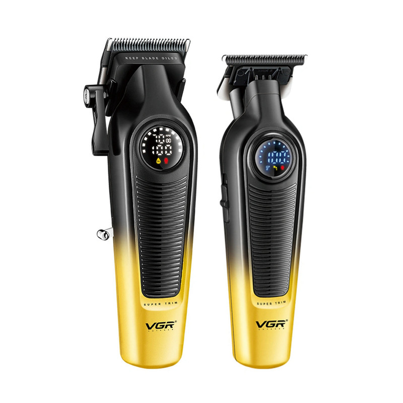 ماشین اصلاح موی سر و صورت شارژی وی جی ار مدل V-196 & 996 مجموعه 2 عددی