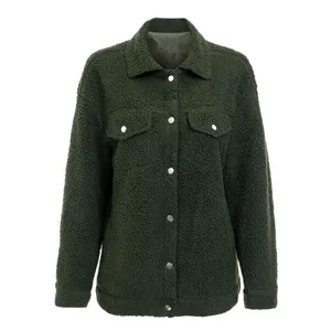 پالتو زنانه مدل تدی رنگ یشمی