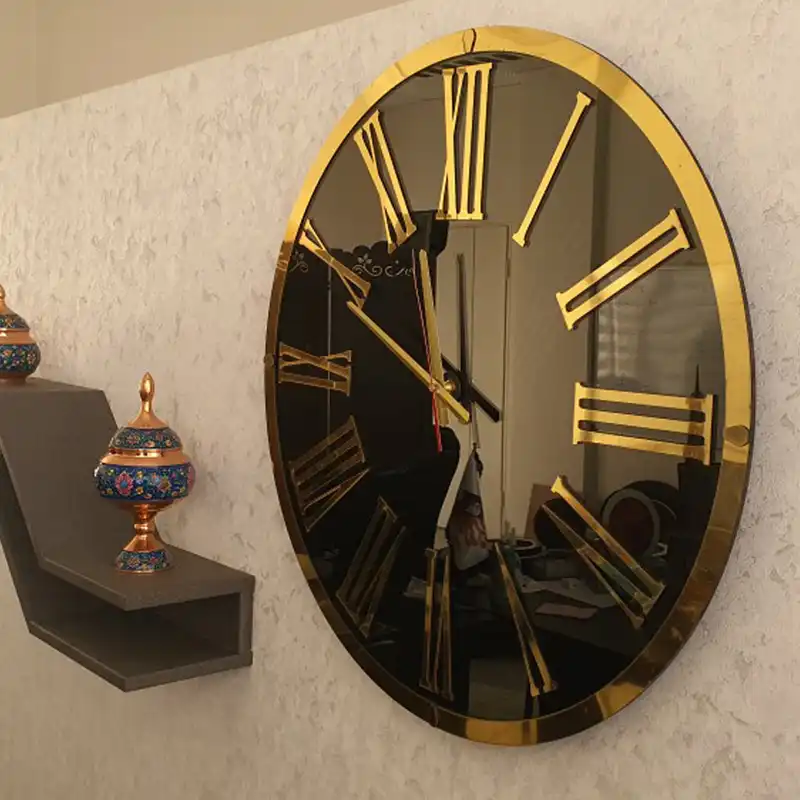 ساعت دیواری تارا دکور طرح آینه ای مدل دلسا