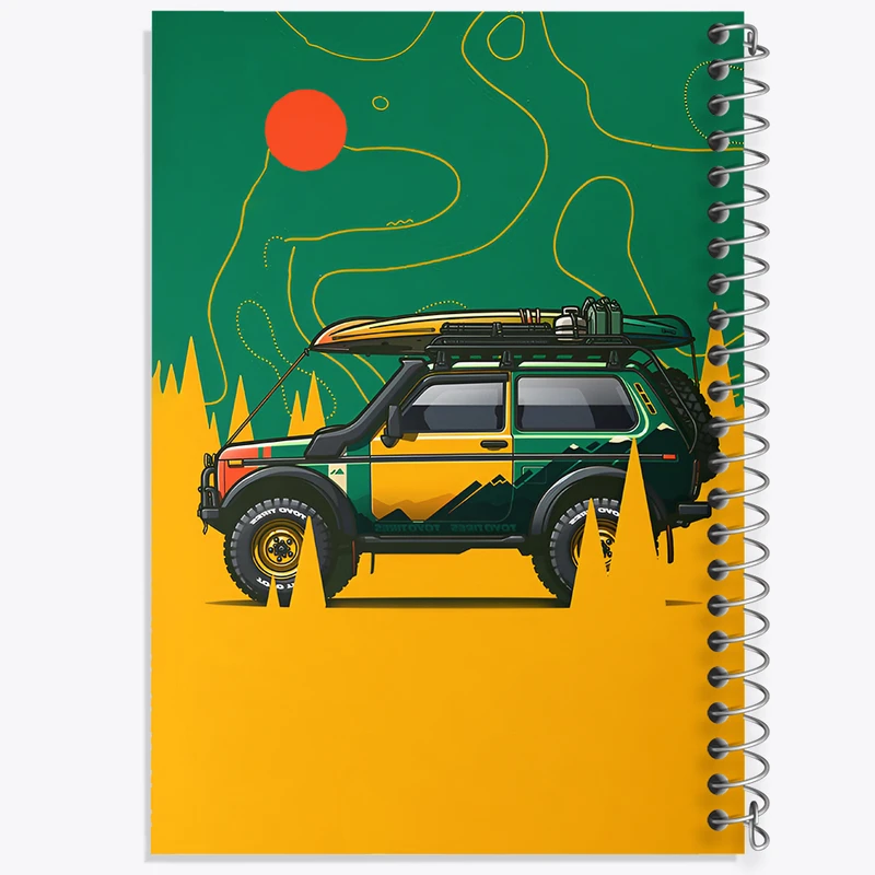 دفتر شطرنجی 50 برگ خندالو طرح کمپر و طبیعت کد N2079