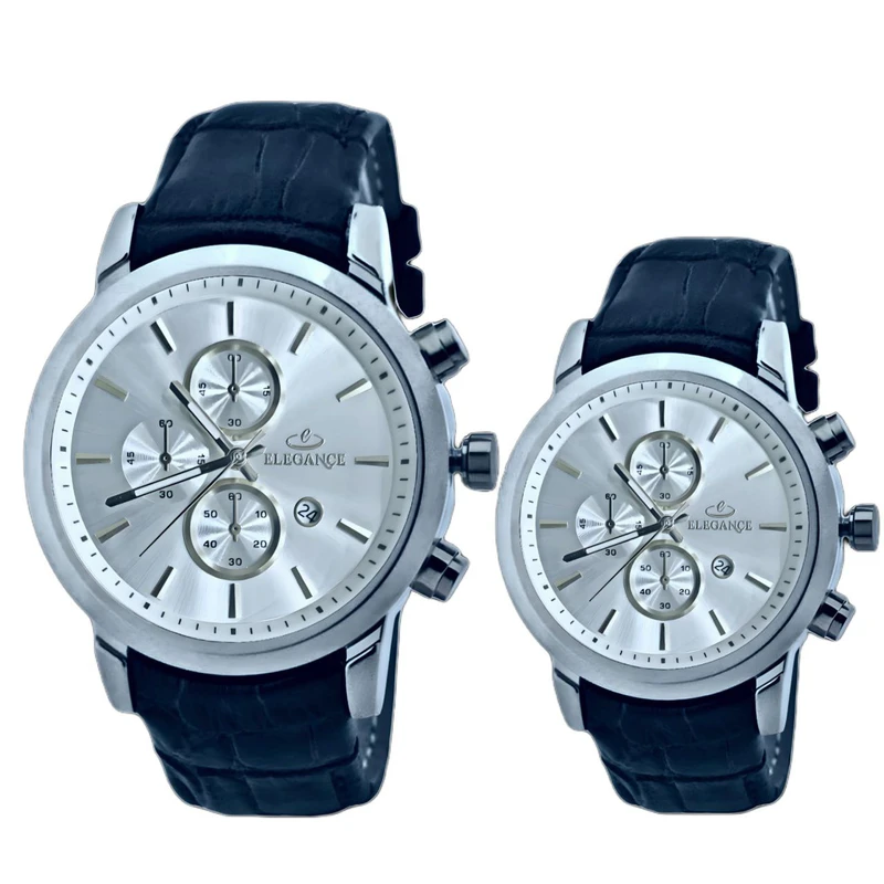 ست ساعت مچی عقربه‌ای کوارتز زنانه و مردانه الگانس مدل بند فیکس تک موتور ژاپن کد 001