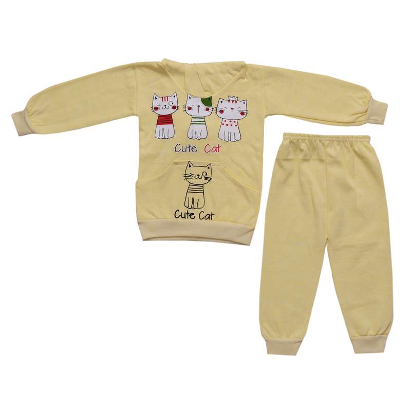 ست هودی و شلوار پسرانه مدل RZ-TT99041-SET-GOR-LIM رنگ لیمویی