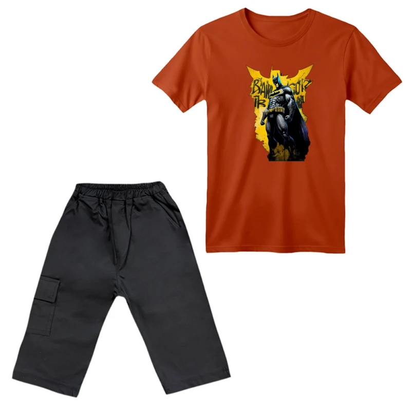 ست تی‌شرت آستین کوتاه و شلوارک پسرانه مدل بتمن کد ۳۳