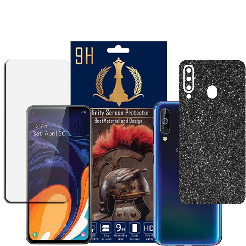 برچسب پوششی اینفینیتی مدل PRO MAX مناسب برای گوشی موبایل سامسونگ GALAXY A60 به همراه محافظ صفحه نمایش