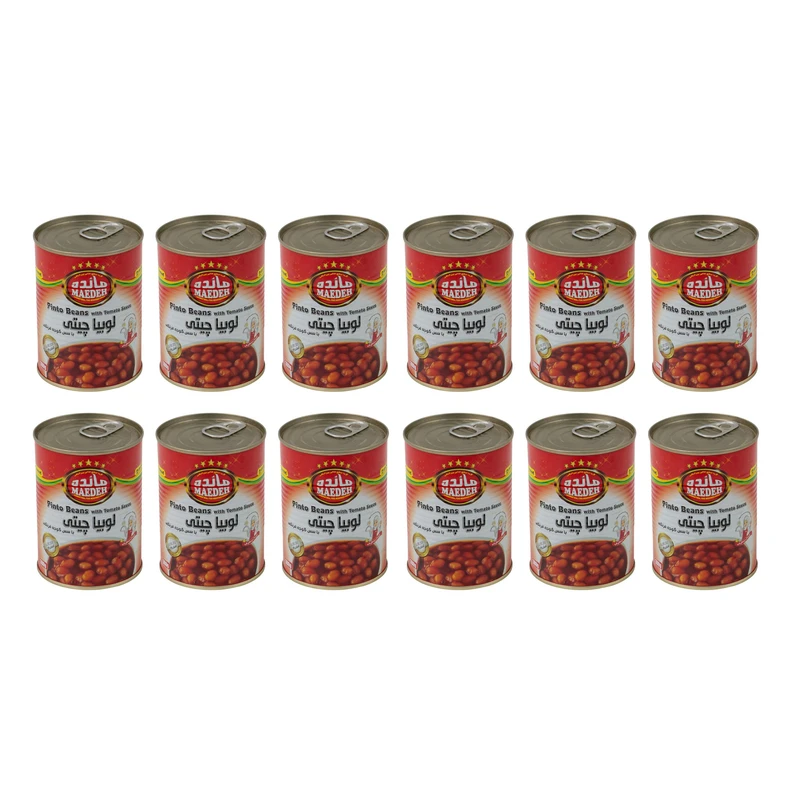 کنسرو لوبیا چیتی با سس گوجه فرنگی مائده - 380 گرم مجموعه 12 عددی